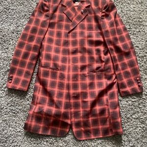 Classic 3 Piece Orange Plaid Men's Blazer